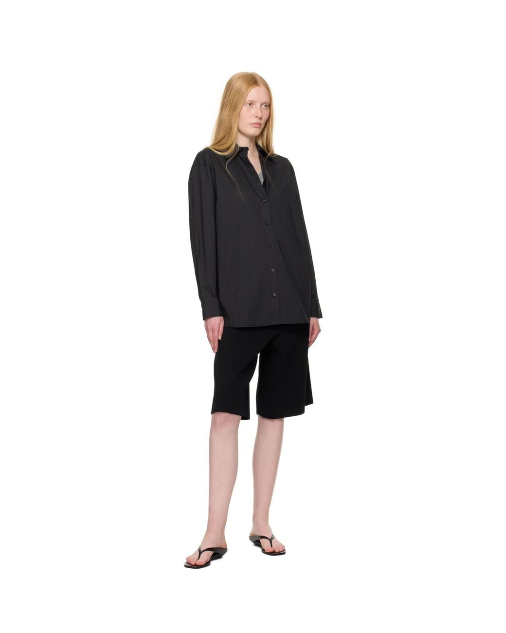 Totême Black Classic Tumbled Shirt