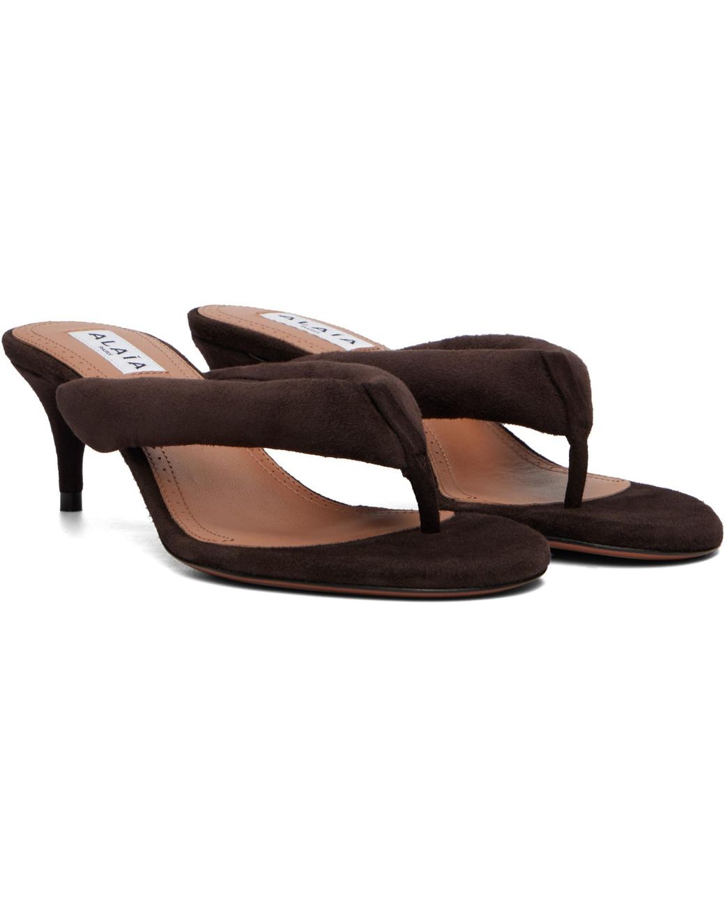 Alaïa Brown Thong Mules Heeled Sandals
