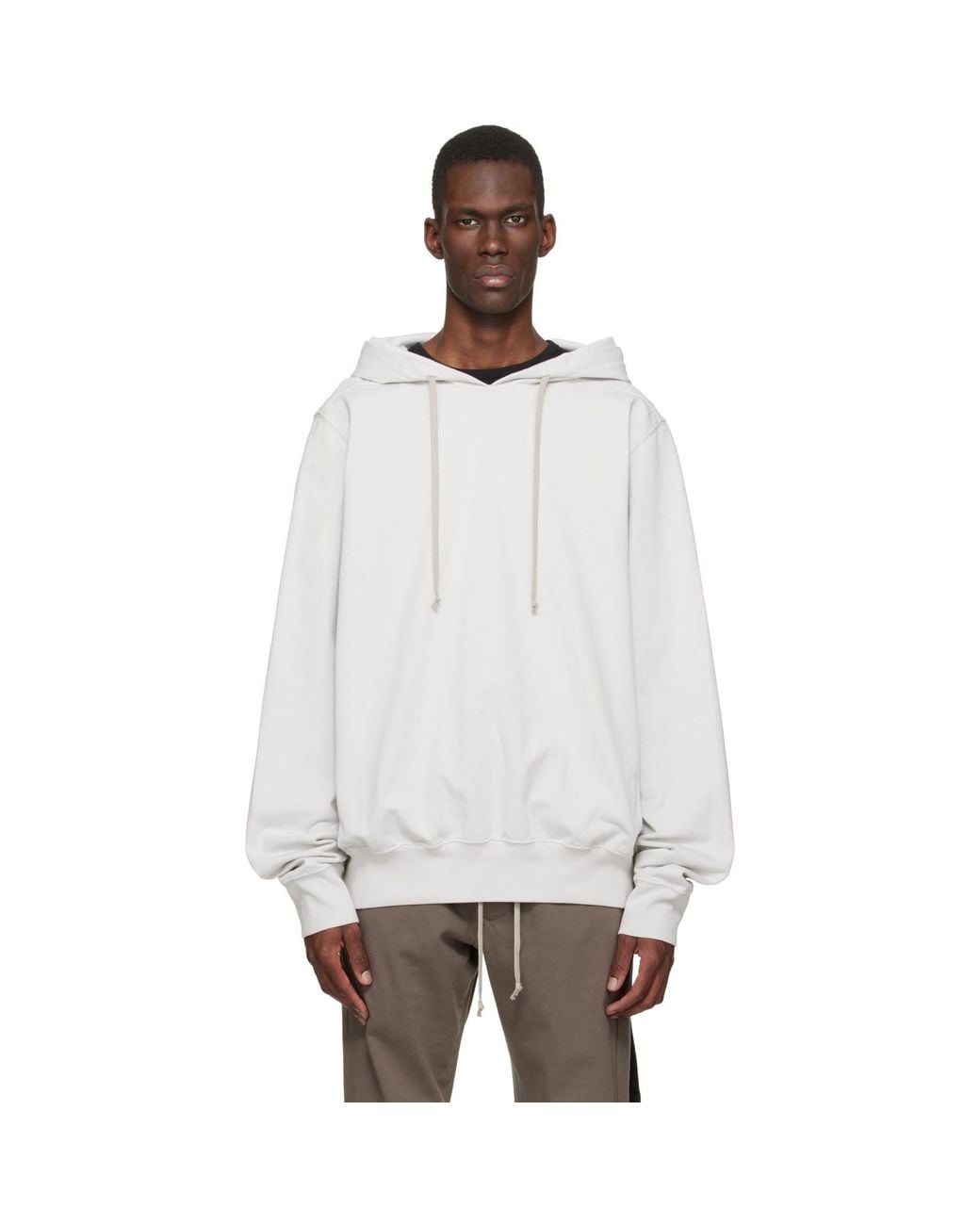 Rick Owens White Off- Temple Oversized Hoodie for men