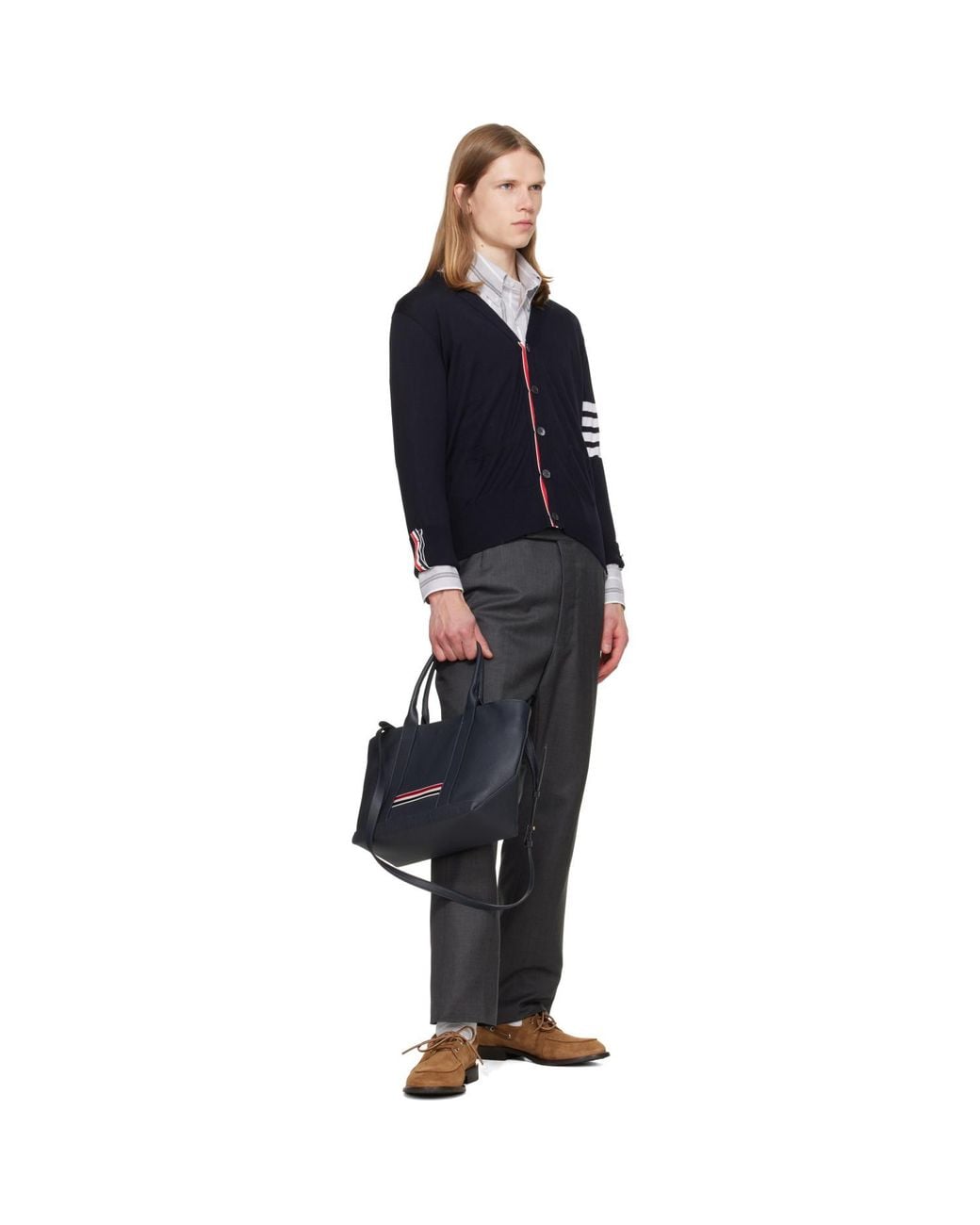 Thom Browne Black Small Soft Grain Leather Tool Tote for men