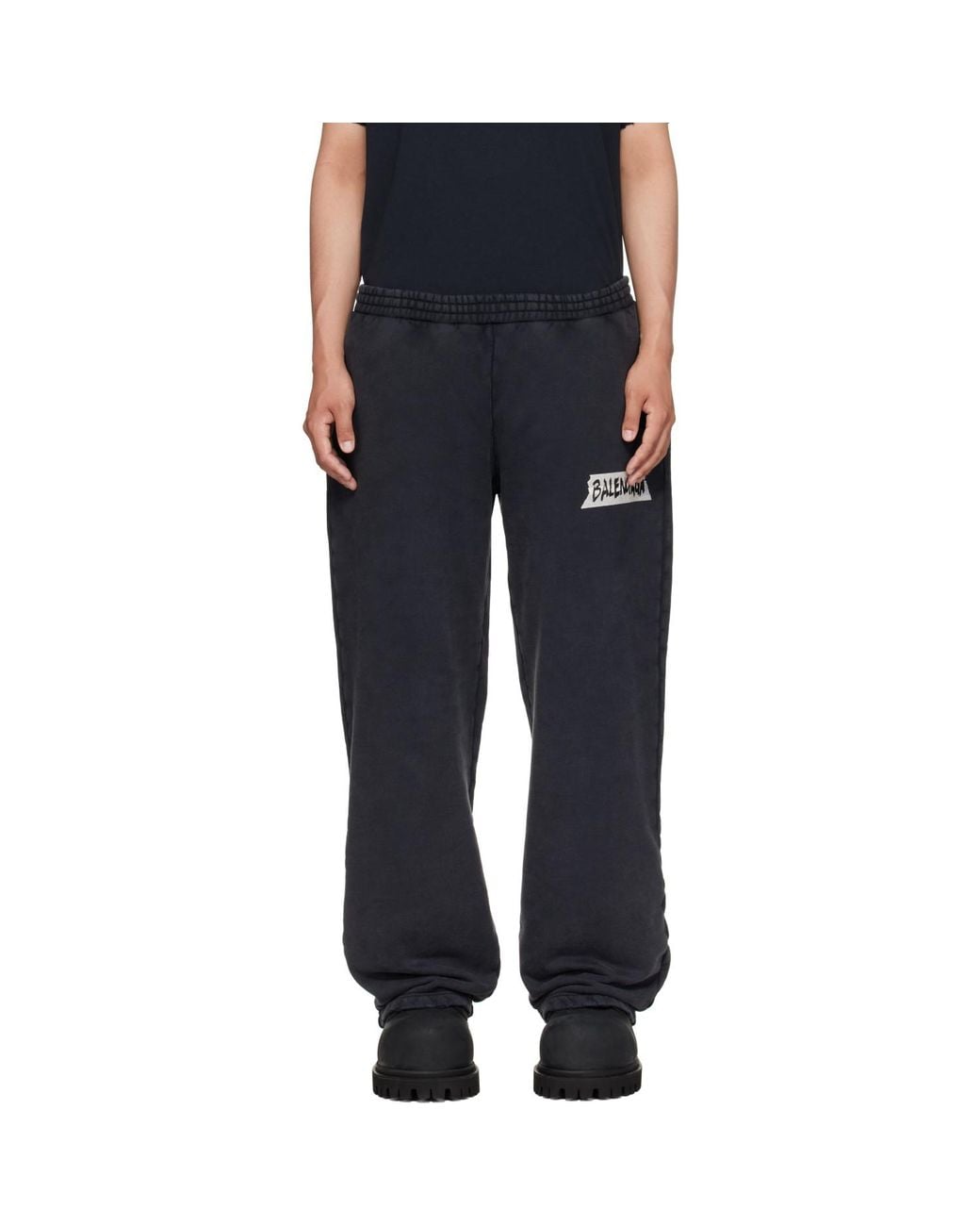 Balenciaga Black Masking Tape Baggy Sweatpants for men