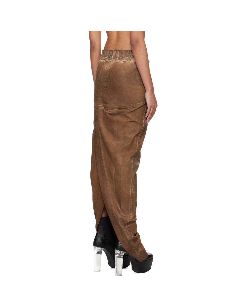 Rick Owens Multicolor Pull On Pillar Denim Maxi Skirt