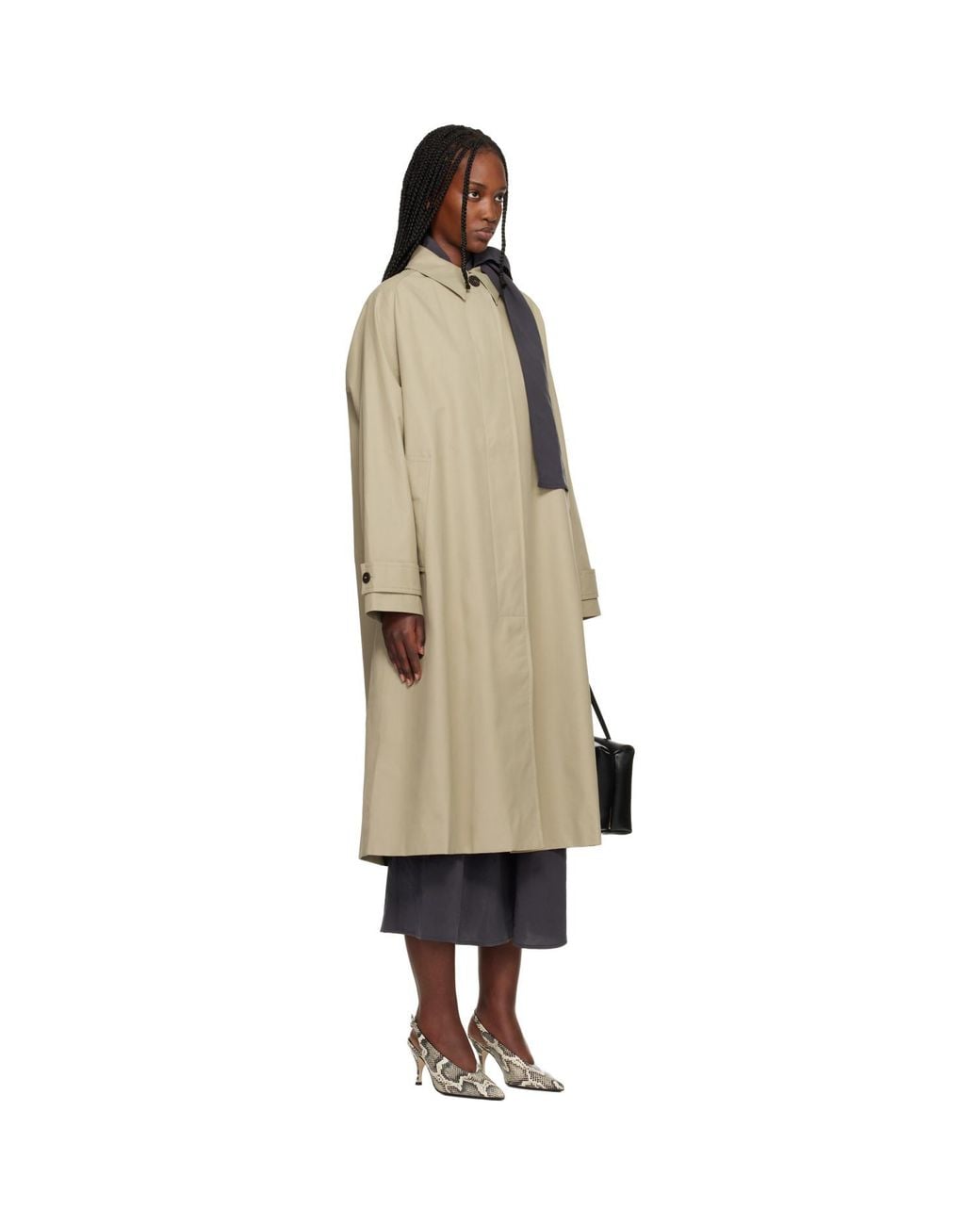 Studio Nicholson Black Holin Technical Cotton Trench Coat