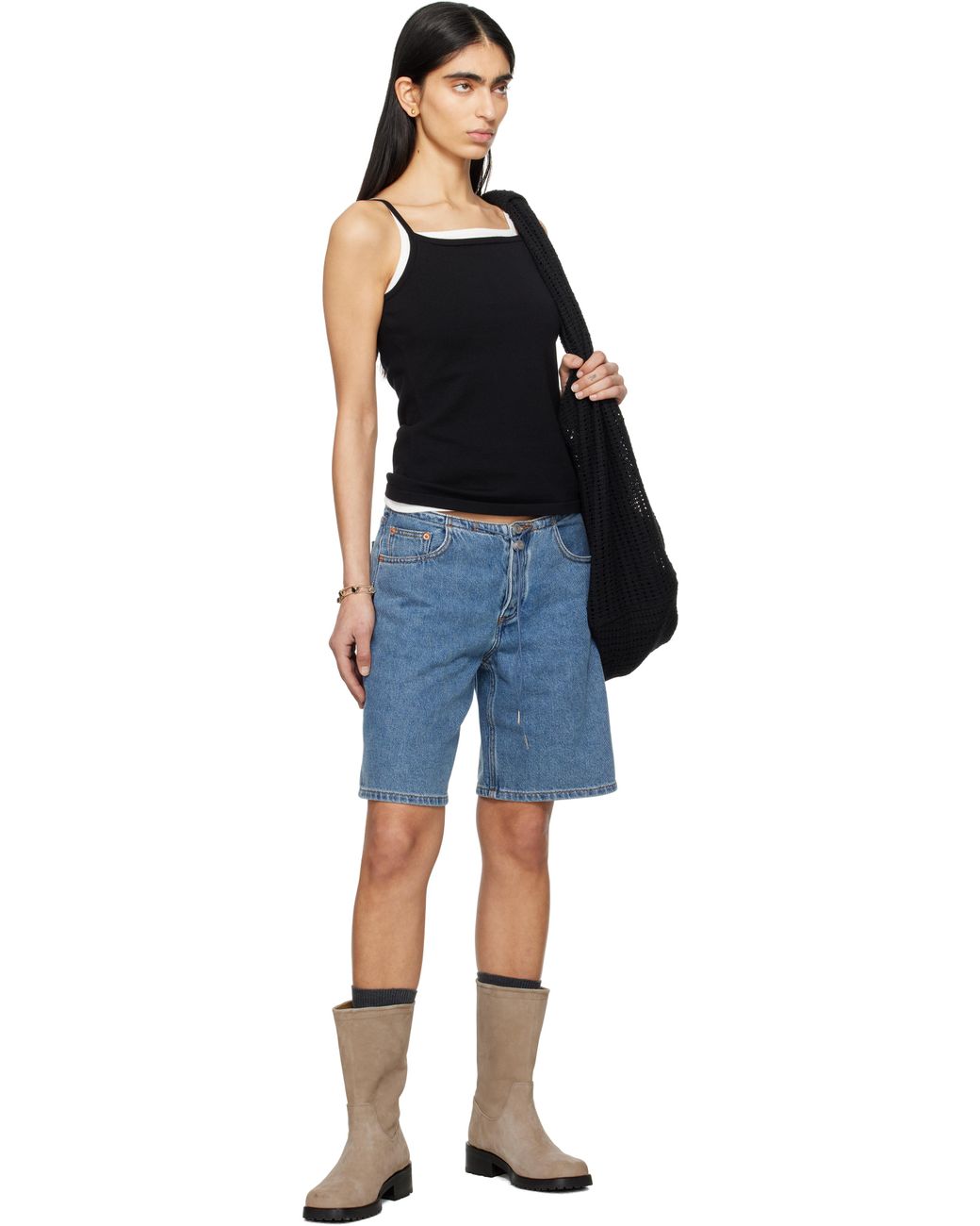 Still Here ブラック スクエア キャミソール Black