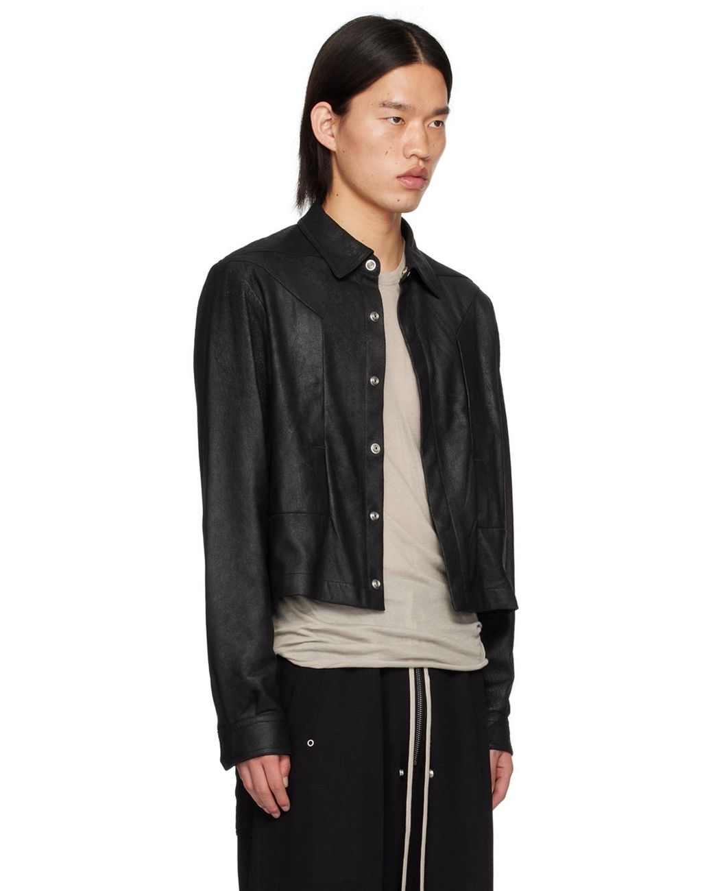 Rick Owens Porterville Alice Strobe Leather Jacket in Black for