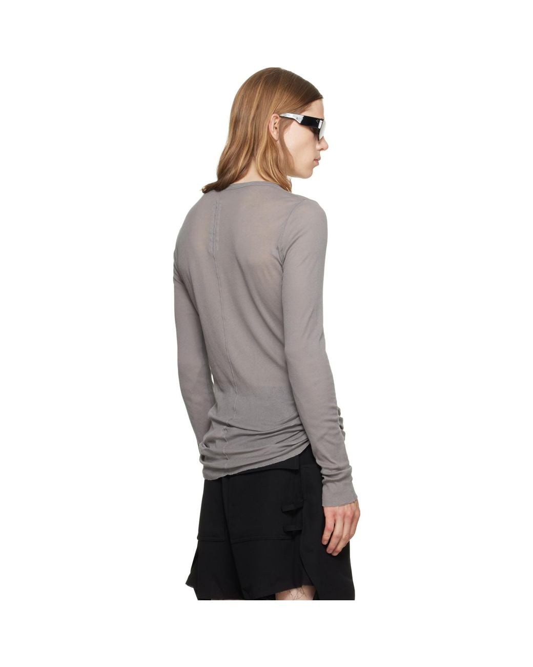 Rick Owens Gray Tower Rib Ls T-Shirt for men