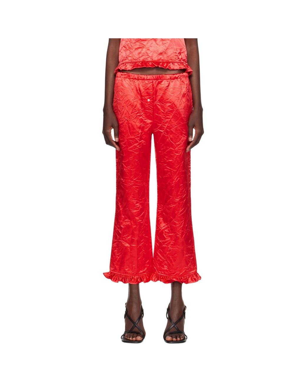 MERYLL ROGGE Red Creased Satin Trousers