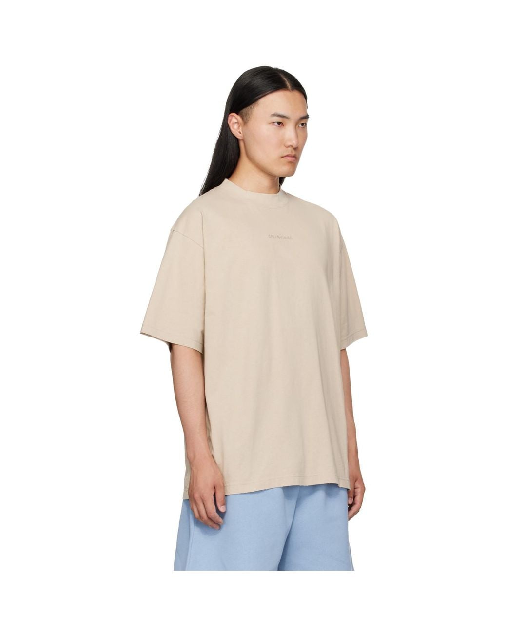 Balenciaga Natural Distressed T-shirt for men