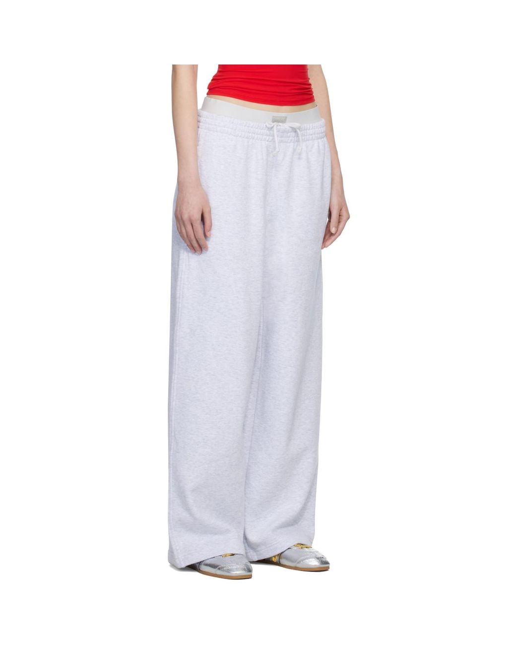 Skims White Cotton Fleece Oversized Double Waist Sweatpants