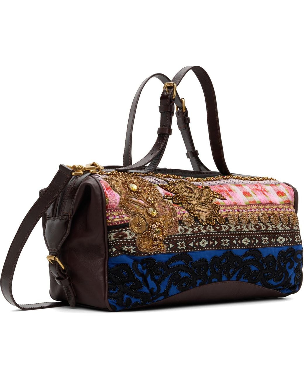 Dries Van Noten Blue Color Medium Embroide East West Zip Bag