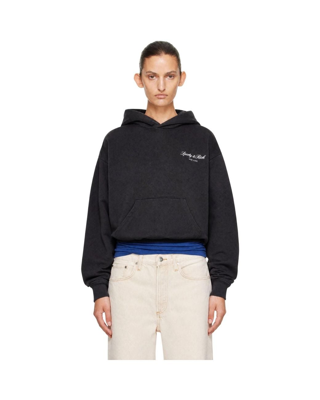 Sporty & Rich Black Signature Ny Hoodie