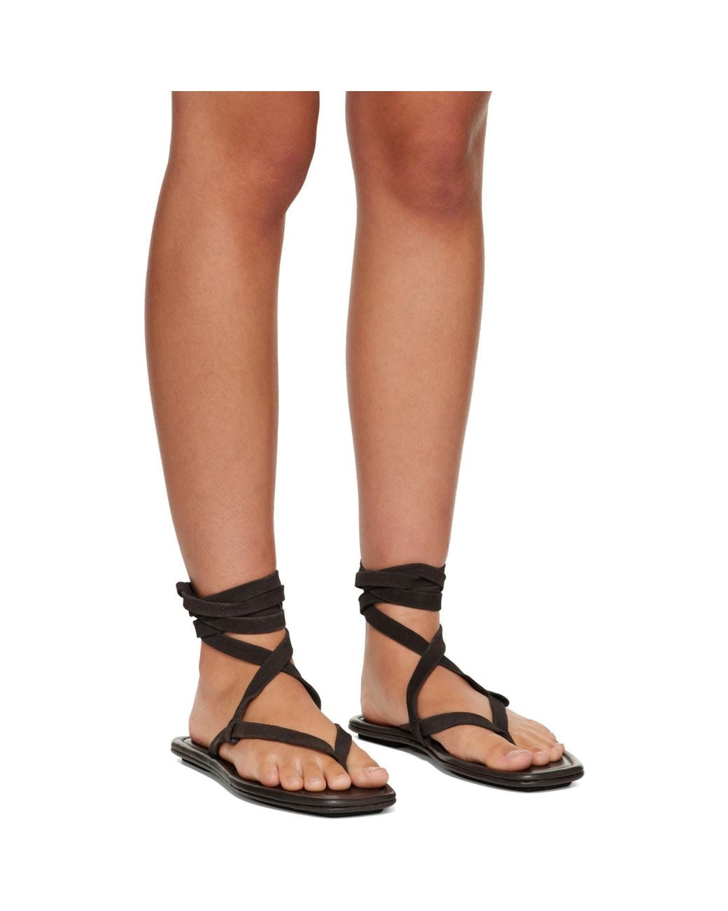 St. Agni Brown Suede Tie Up Sandals