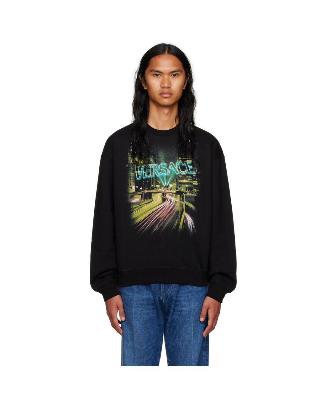Versace Black Printed Sweatshirt for men