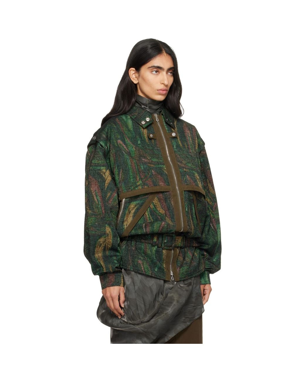 Kiko Kostadinov Green Heron Belted Jacket