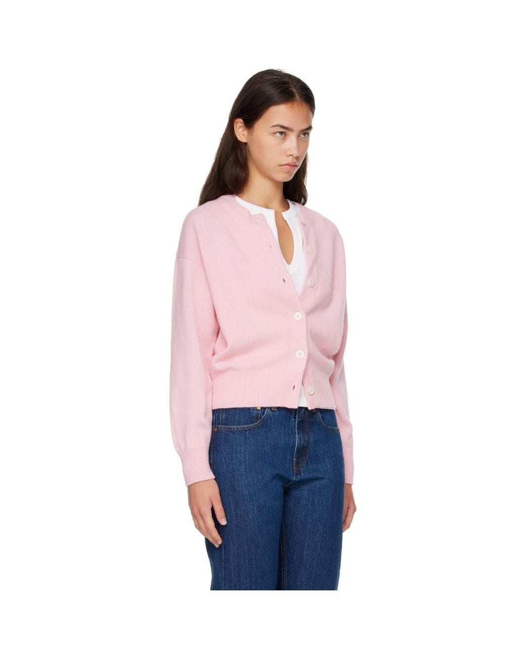 &Daughter Pink Ada Crewneck Cardigan