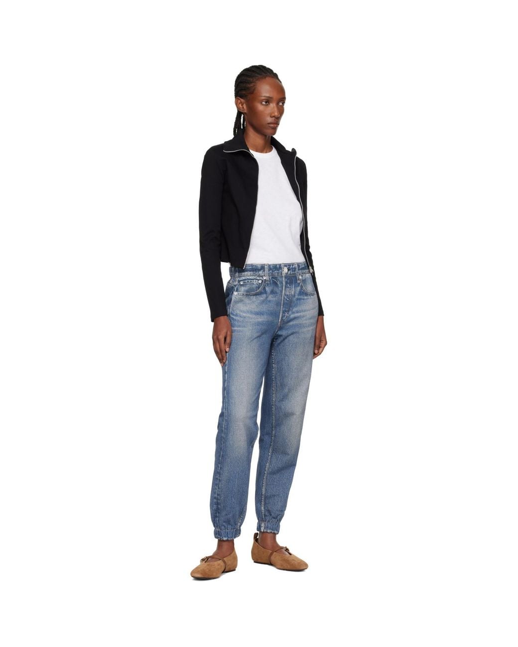 Rag & Bone Black Tan Spire Suede Mary Jane Flats