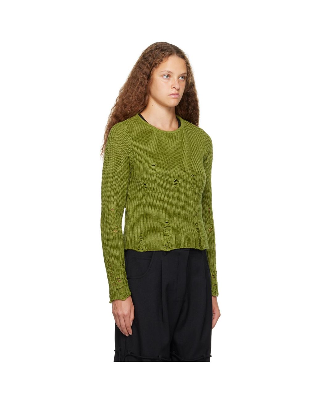 Song For The Mute Green Distressed Sweater