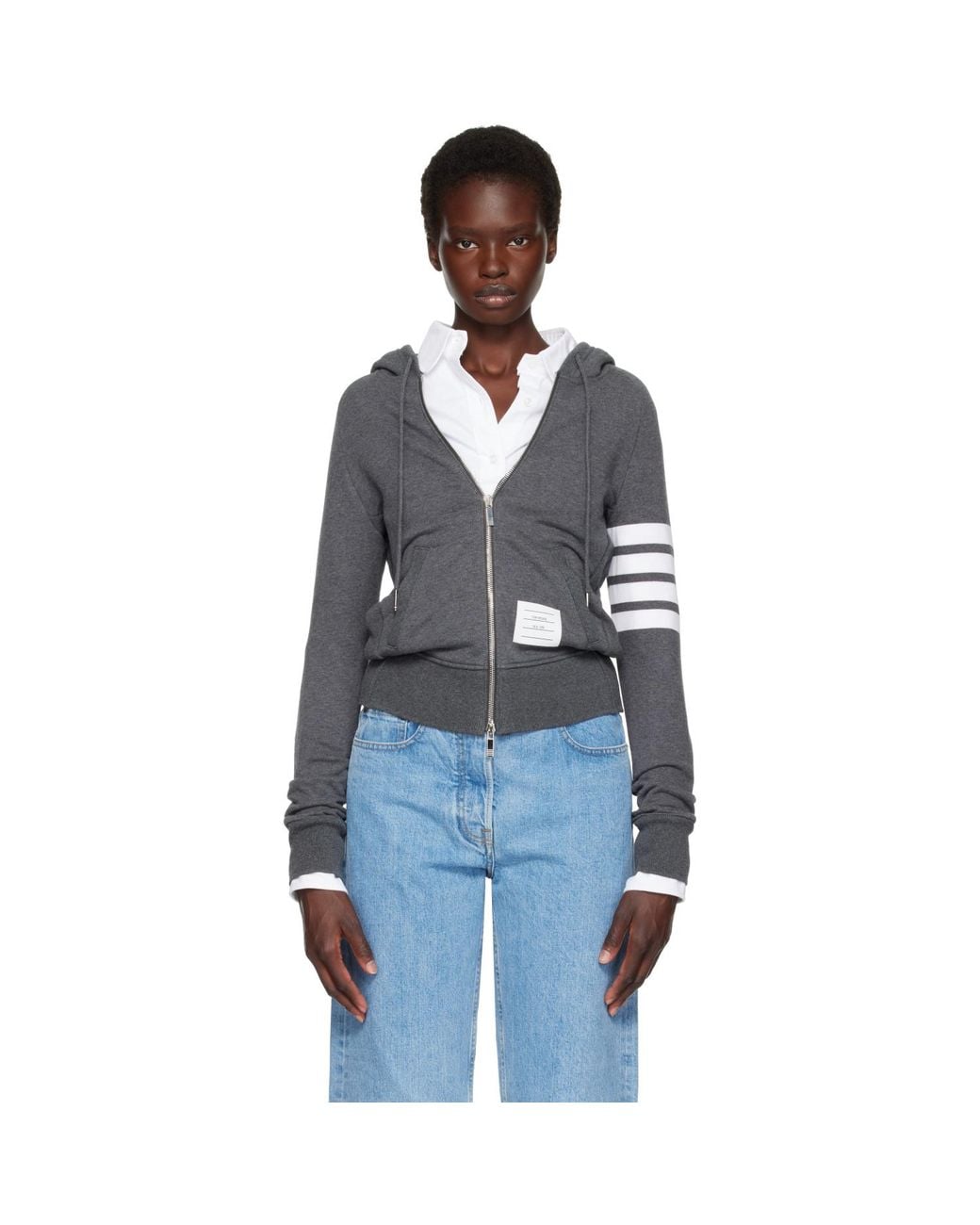 Thom Browne Blue Classic Loopback 4-Bar Zip Hoodie