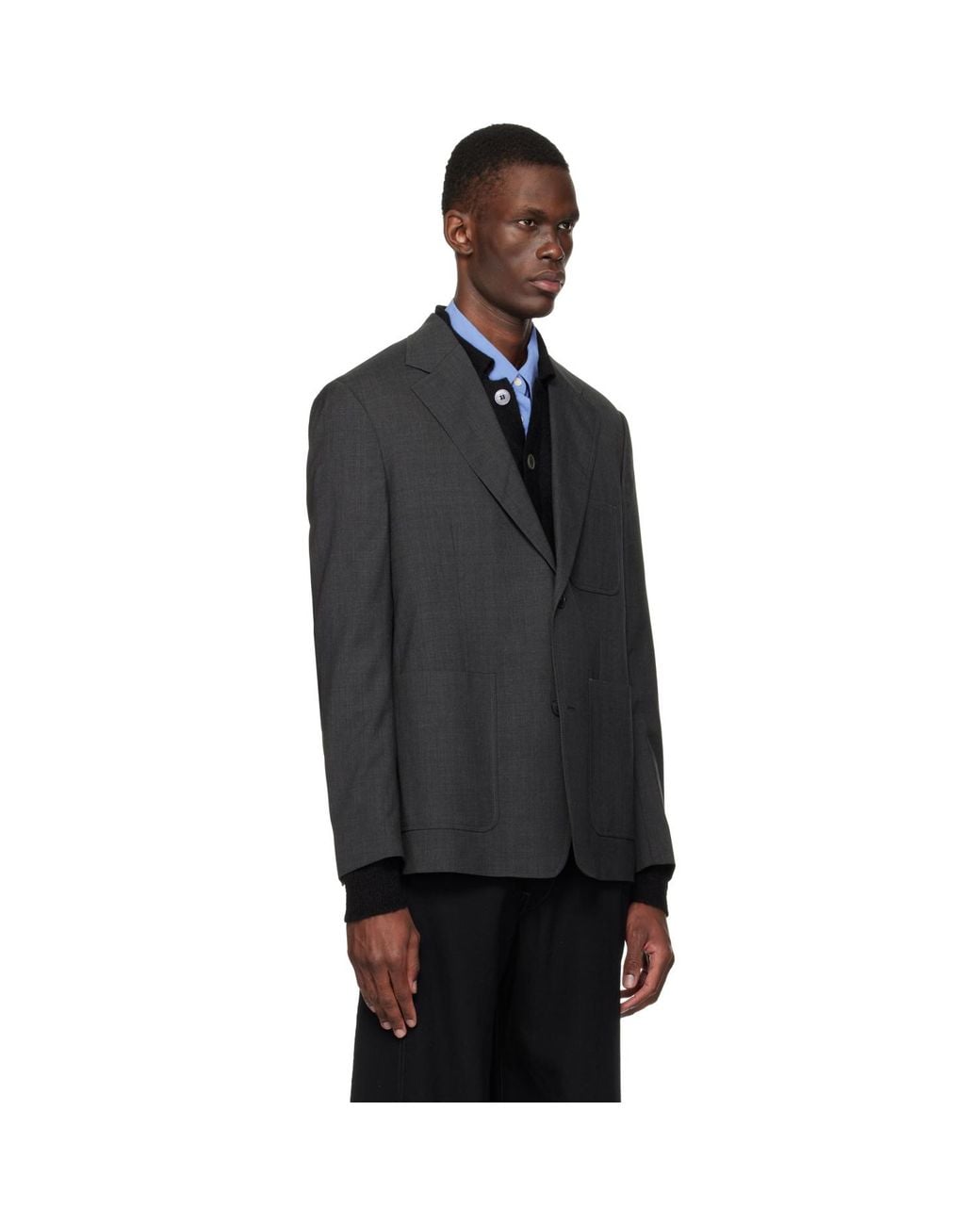 mfpen Black Patch Pocket Blazer for men