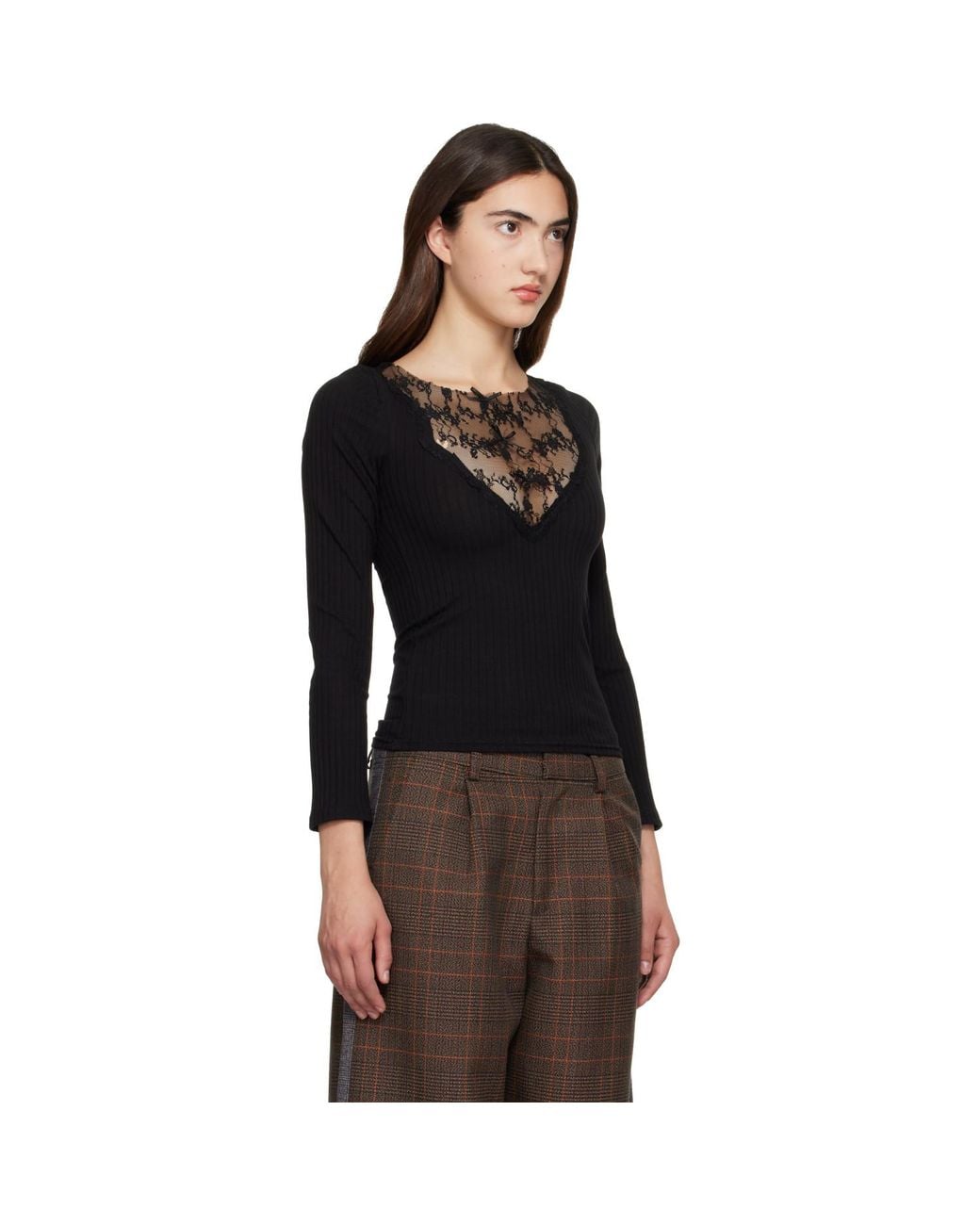 Collina Strada Black L/S Reed Top