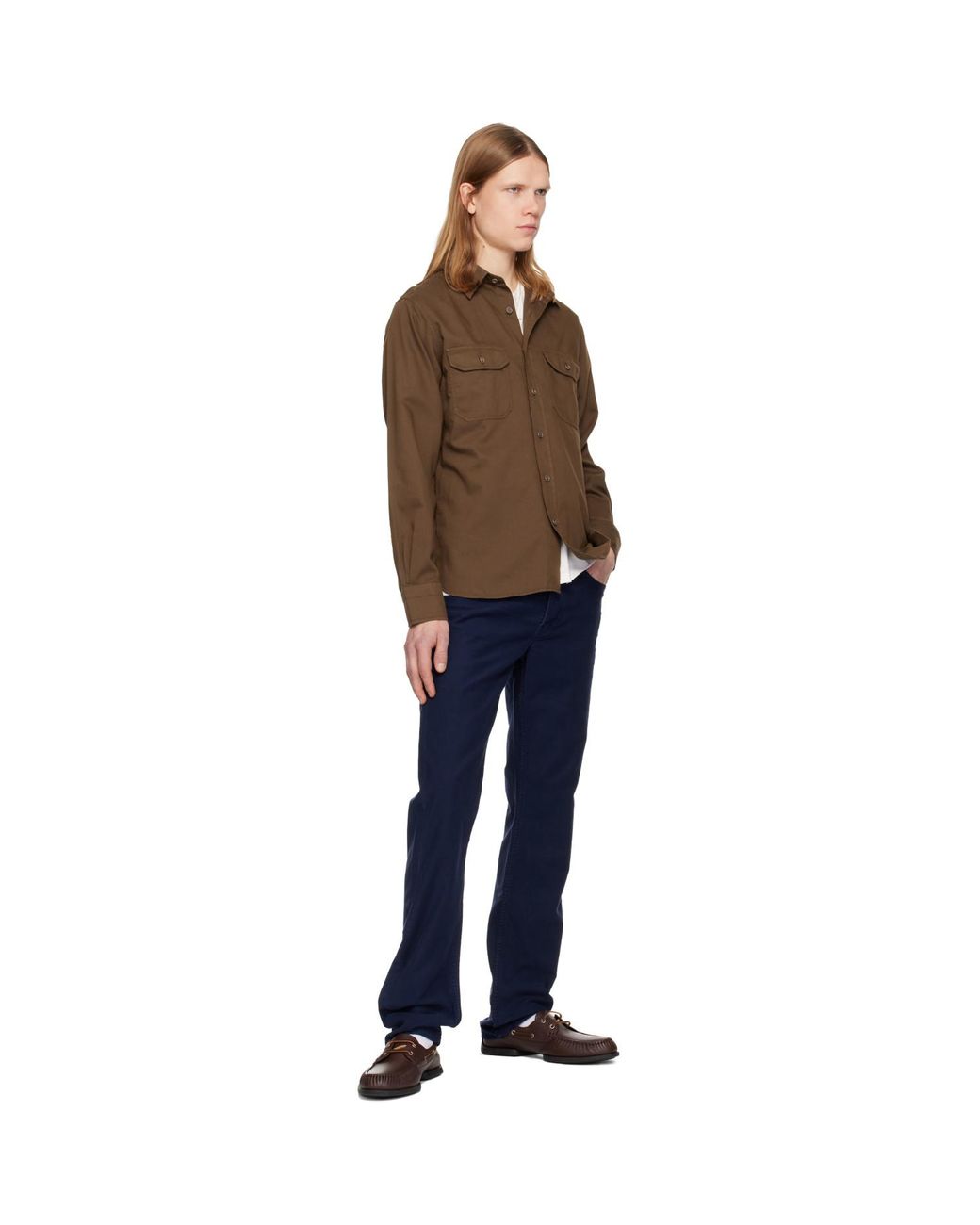 Tom Ford Black Cotton Linen Drill Military Shirt for men