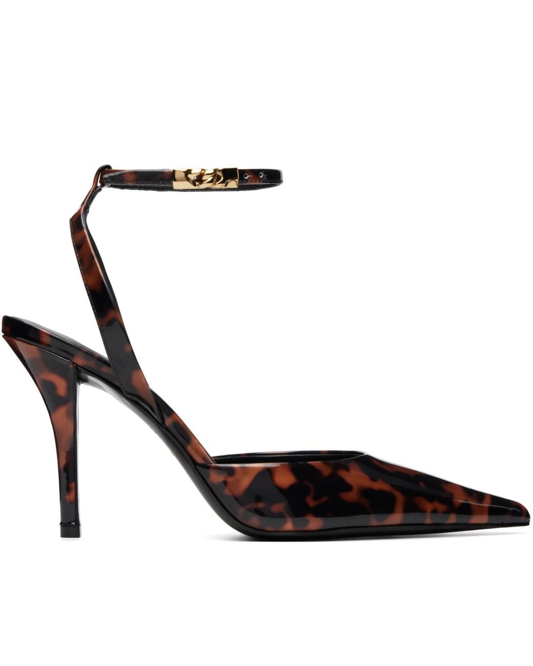 Balmain Black Printed Patent Leather Strappy Heels