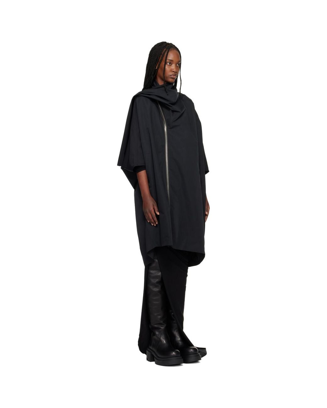 Rick Owens Black Temple Sail Biker Coat