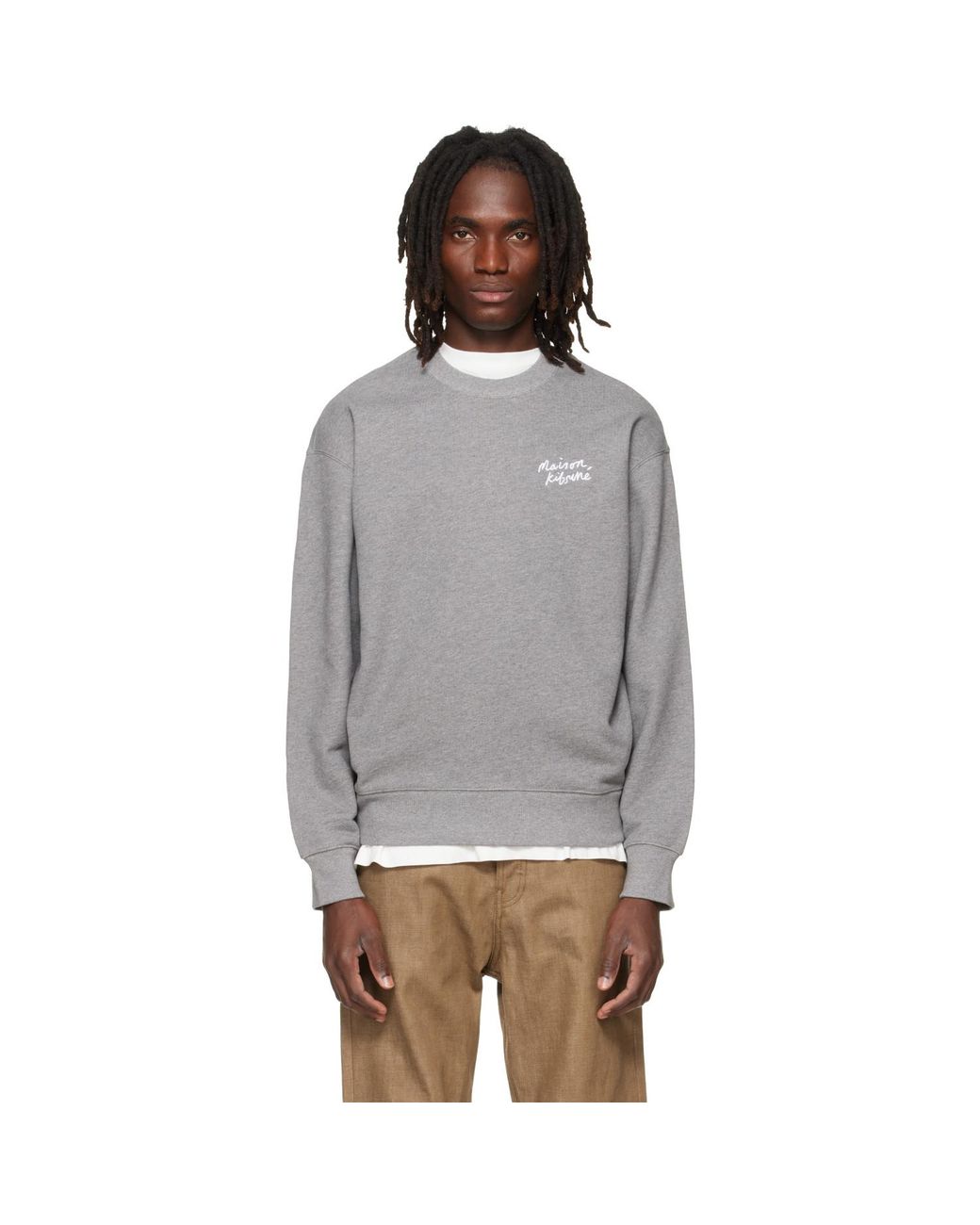 Maison Kitsuné Gray Handwriting Comfort Sweatshirt for men