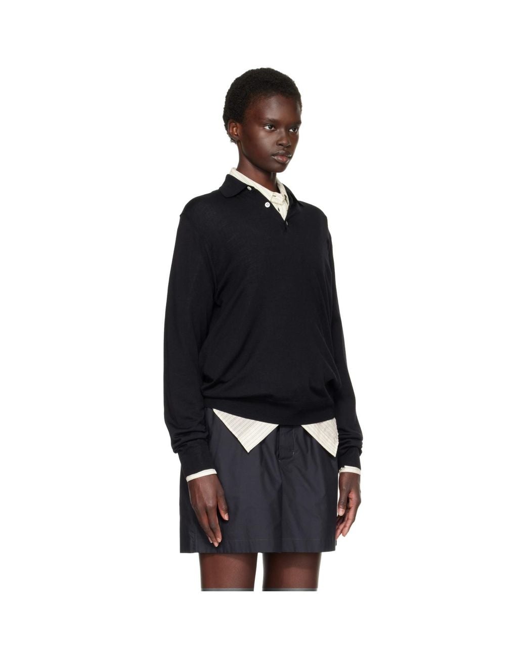 HOMMEGIRLS Black Knit Polo