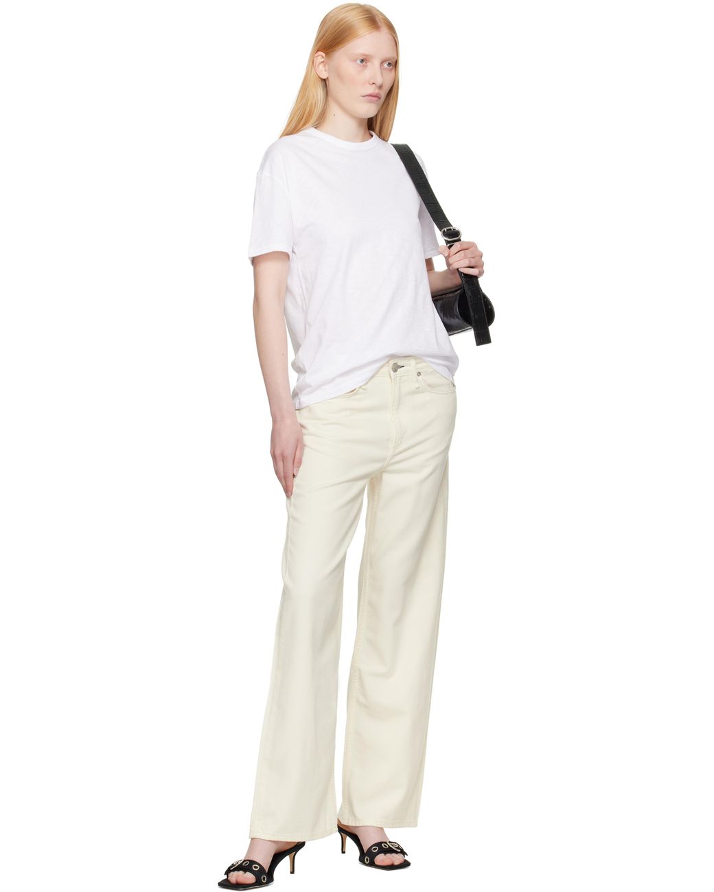 Rag & Bone Natural Off- Featherweight Logan Wide-Leg Jeans