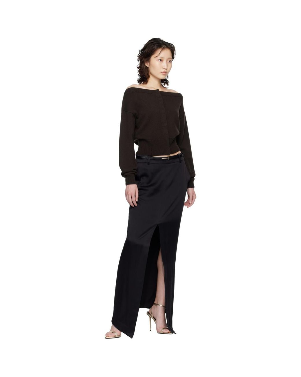 Tom Ford Black Supple Grain Leather Slim T Belt