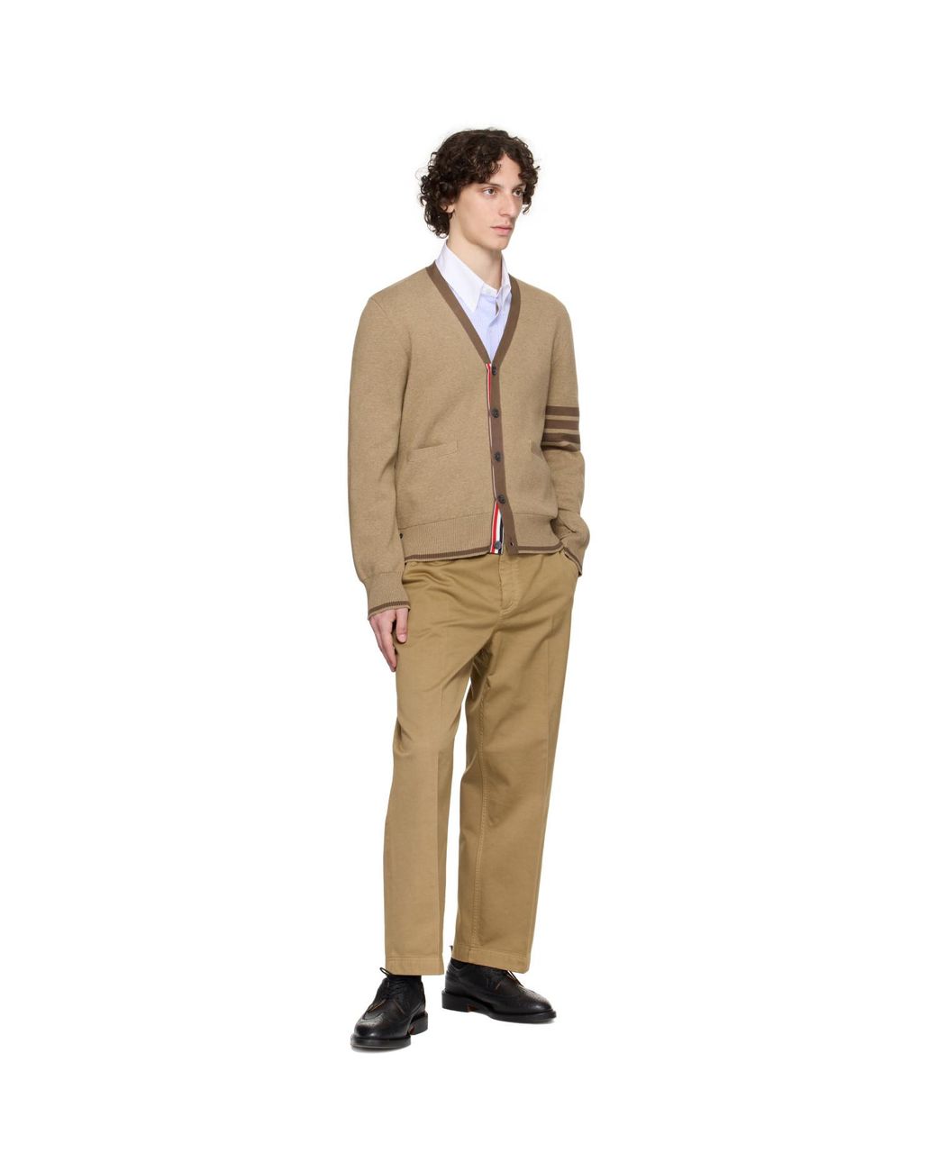 Thom Browne Natural Khaki Cotton Twill Utility Trousers for men