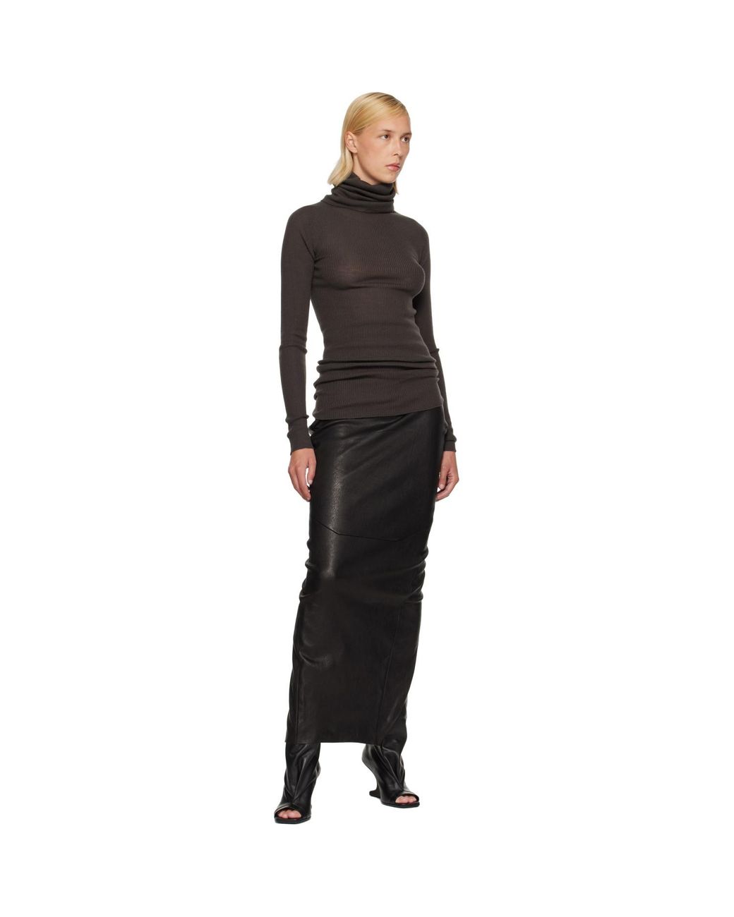 Rick Owens Black Tower Ls Tube Turtleneck