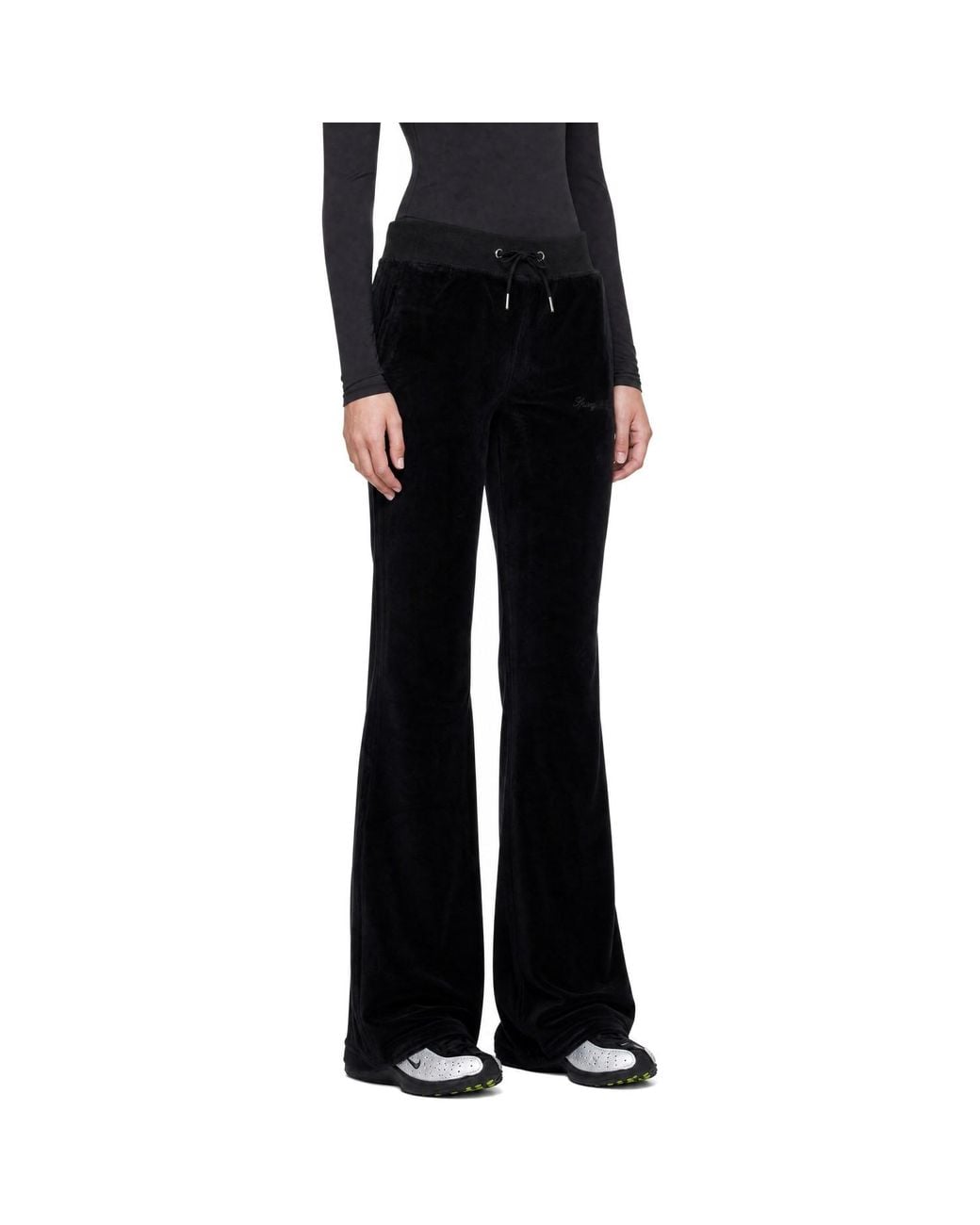 Sporty & Rich Black Signature Logo Krystal Sweatpants