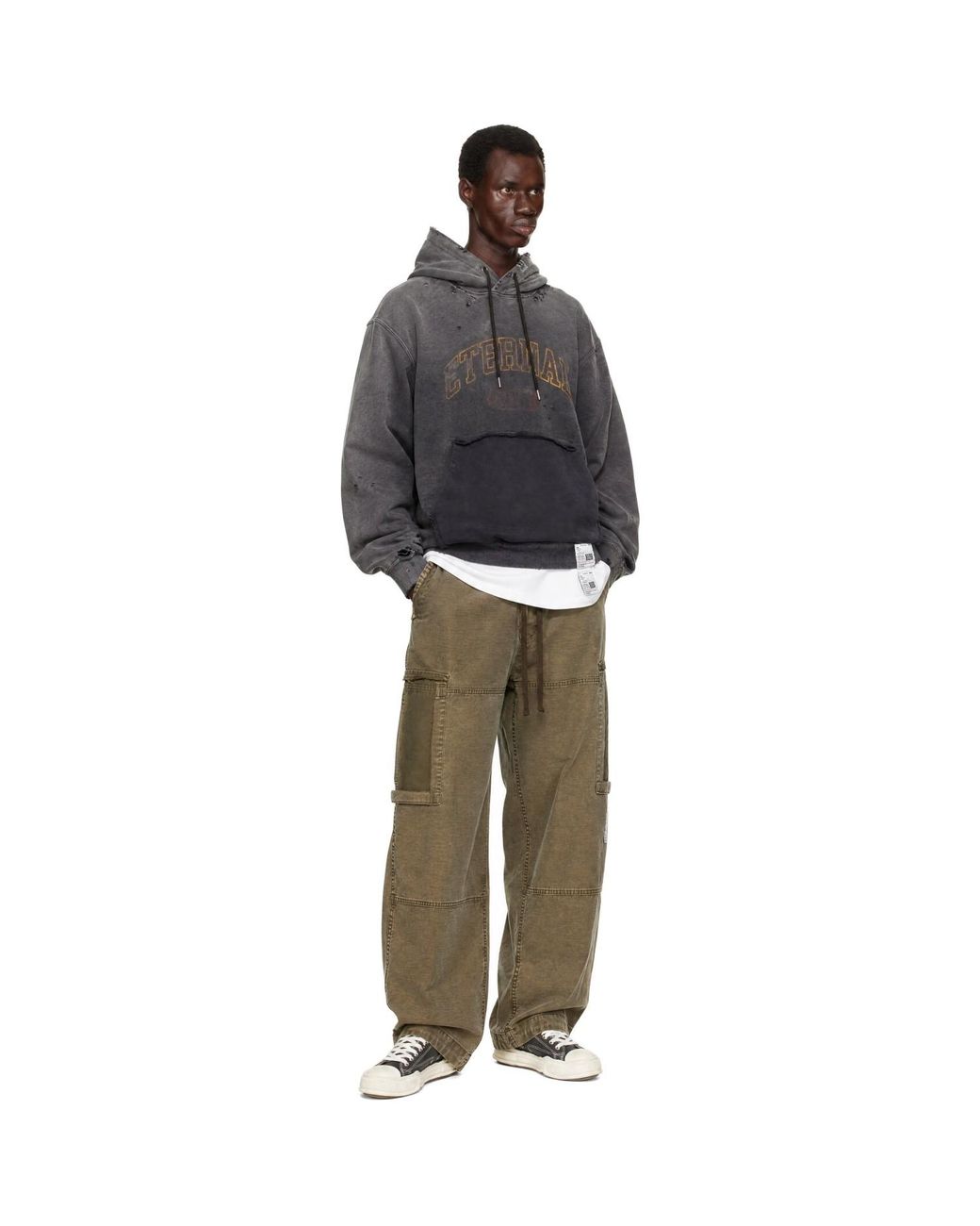 Maison Mihara Yasuhiro Green Cotton Satin Cargo Pants for men