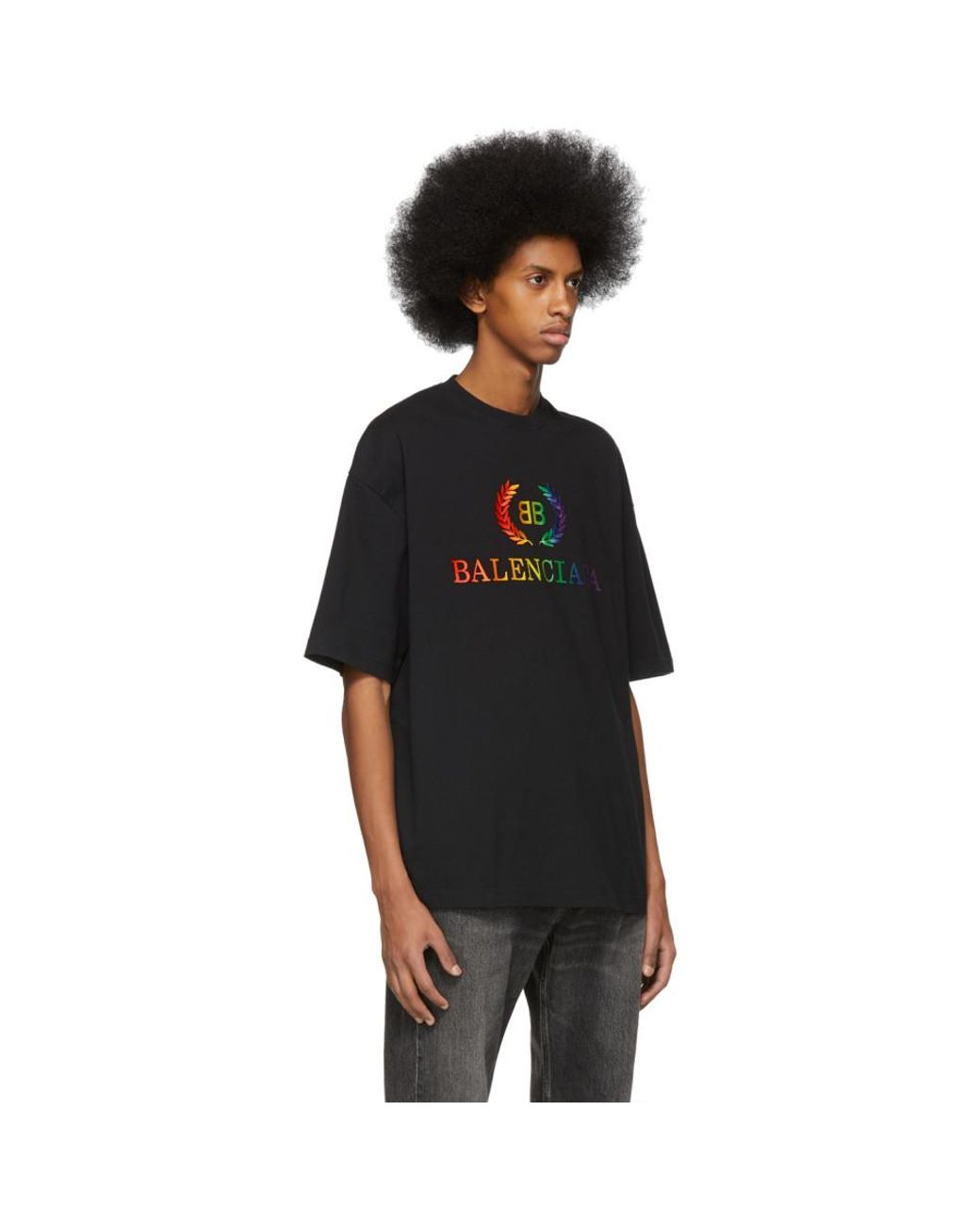 Balenciaga Black Rainbow Bb Regular Fit T-shirt for Men | Lyst