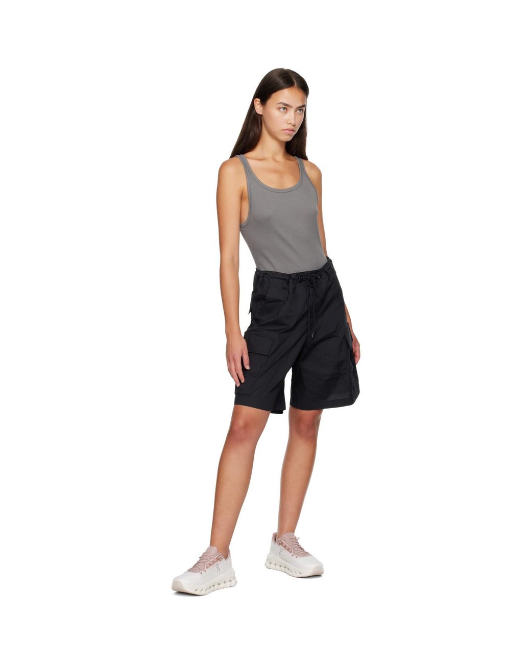 Skims Black Woven Cotton Oversized Cargo Shorts