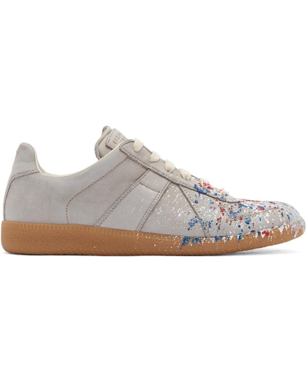 Maison Margiela Grey Paint Splatter Replica Sneakers in Gray  display picture 2