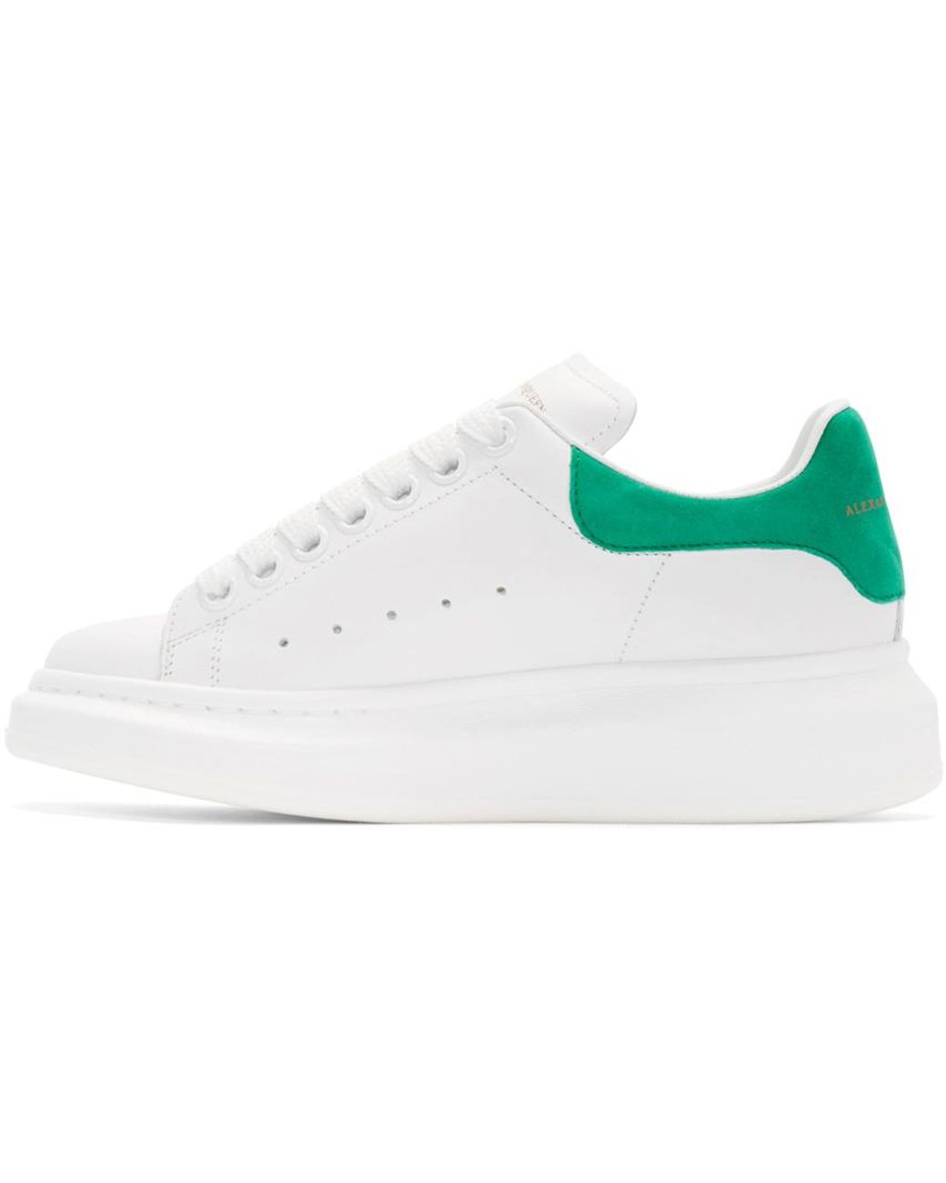 Alexander McQueen White & Green Leather Sneakers | Lyst