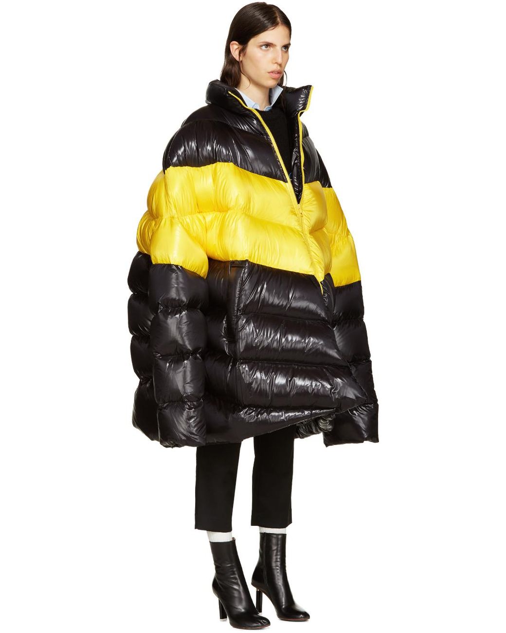 Raf Simons Black Down Oversized Coat | Lyst