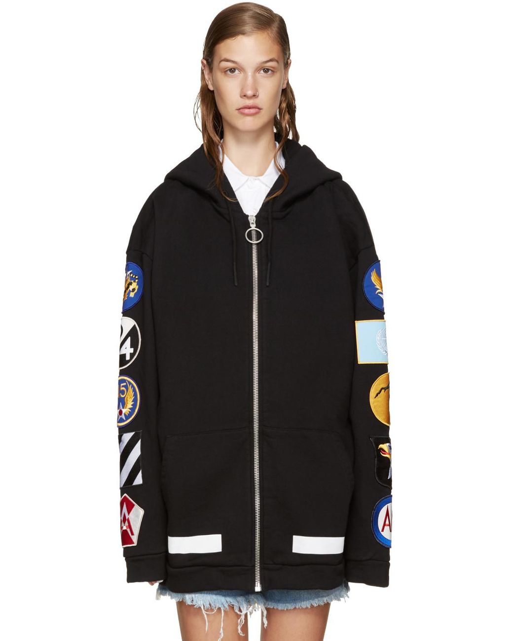 Off-White c/o Virgil Abloh Cotton Black Patches Zip Hoodie | Lyst