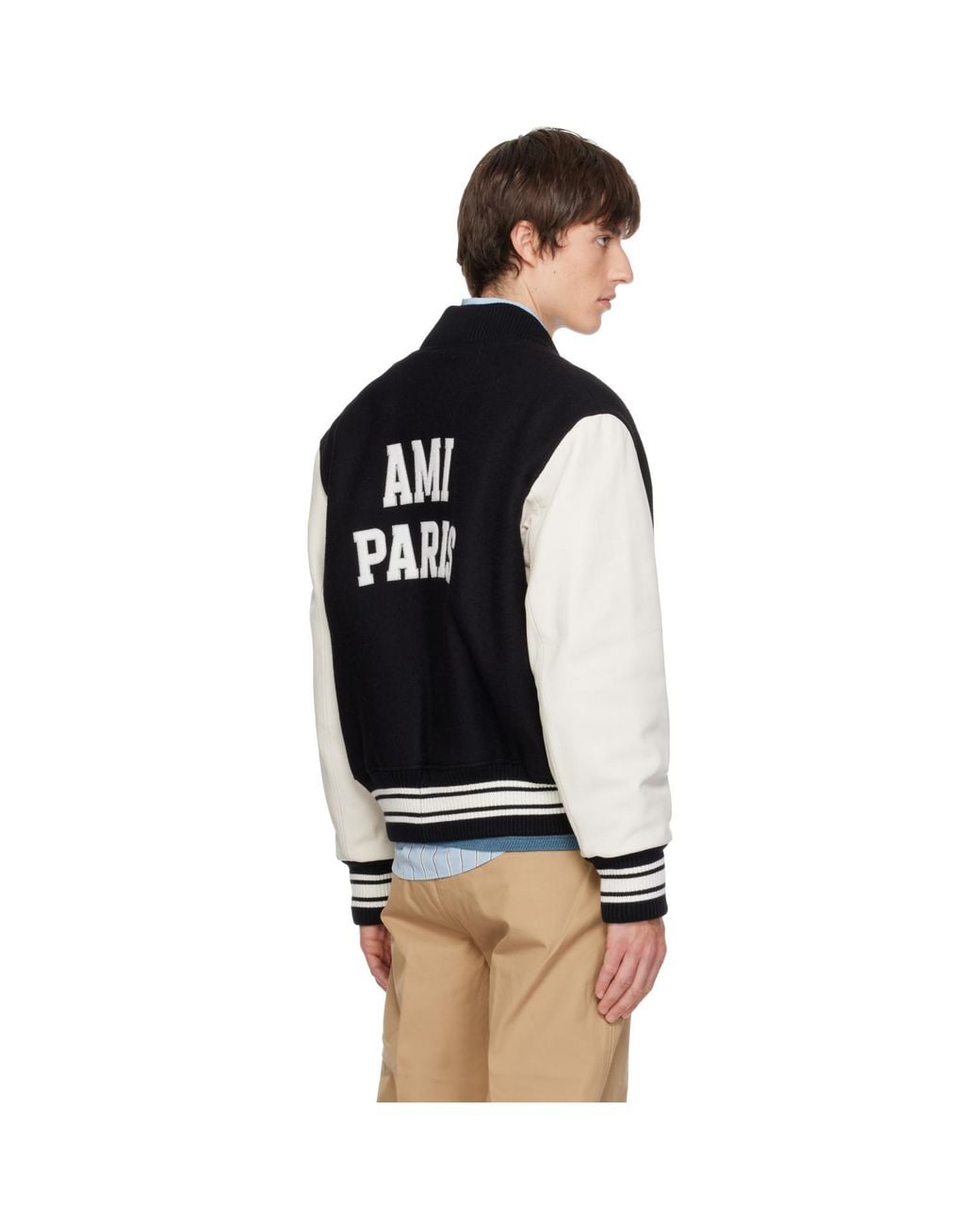AMI Blue Off- Ami De Coeur Padded Teddy Jacket for men