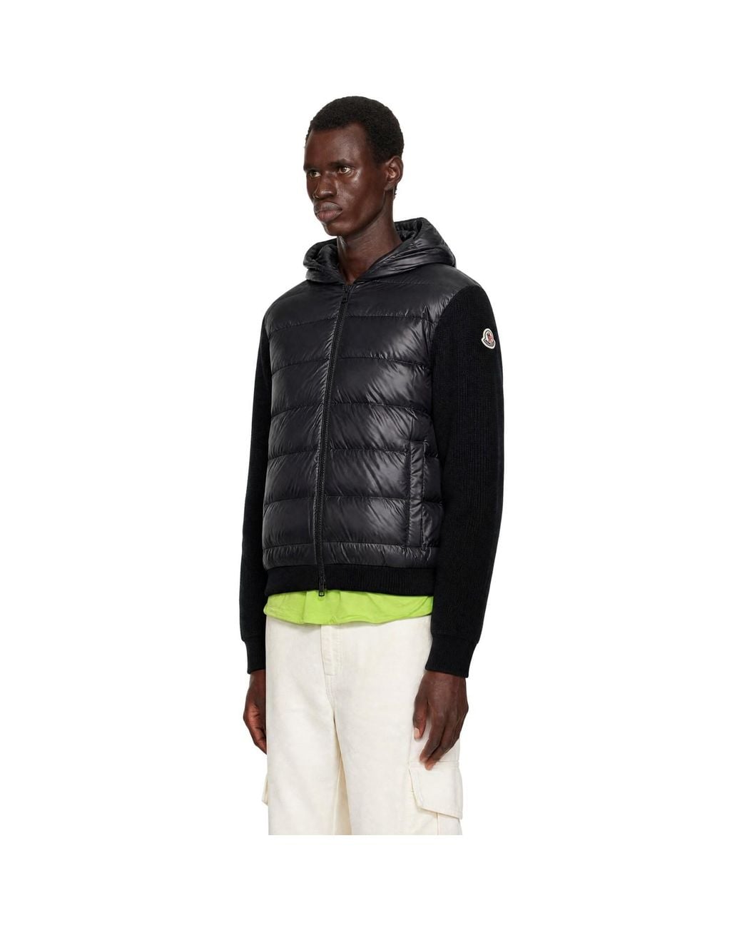 Moncler Black Padded Wool Zip-Up Jacket for men