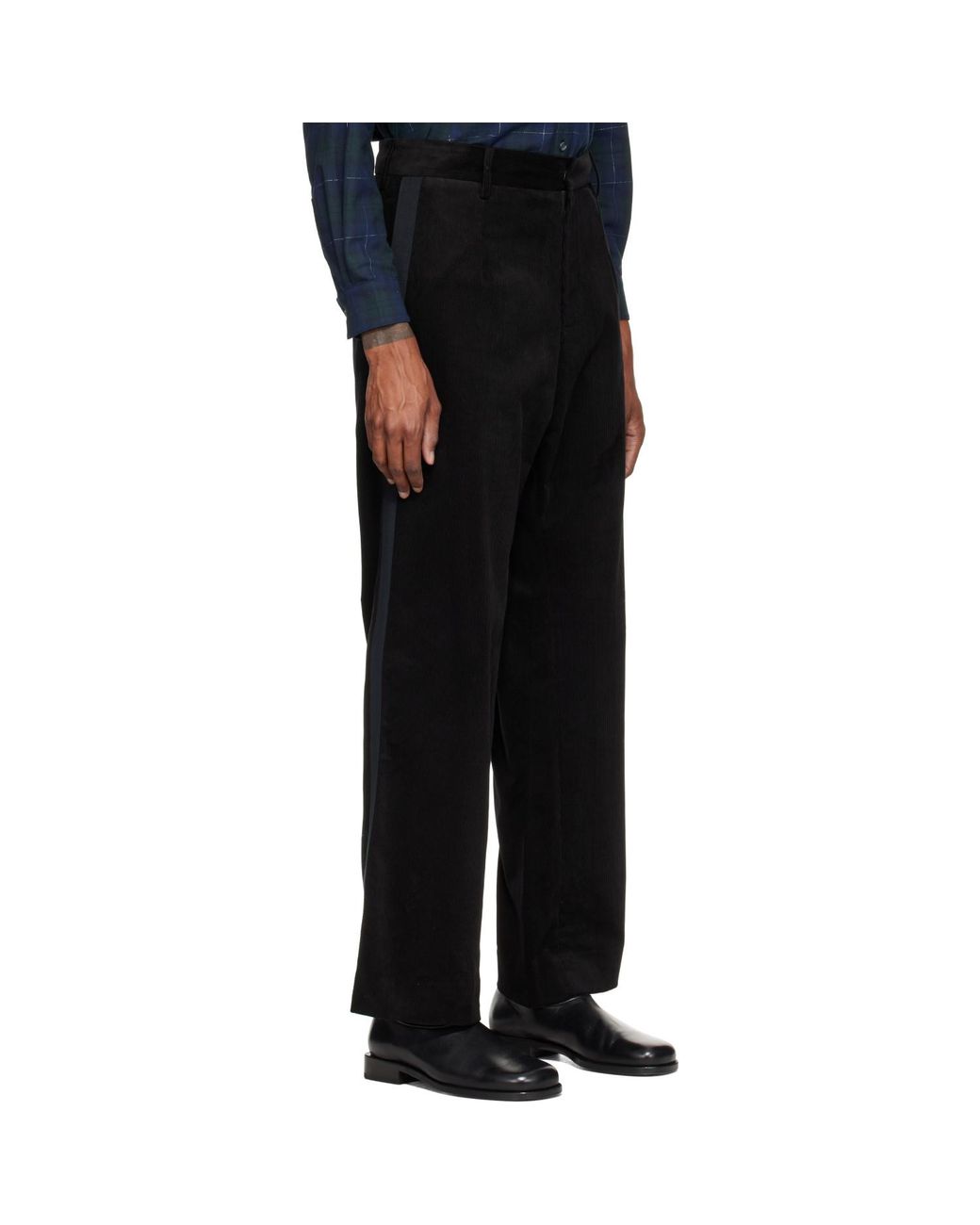STEFAN COOKE Black Cord Tux Trousers for men