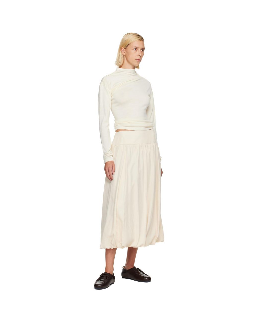 LE17SEPTEMBRE Natural Off- Fluid Balloon Midi Skirt