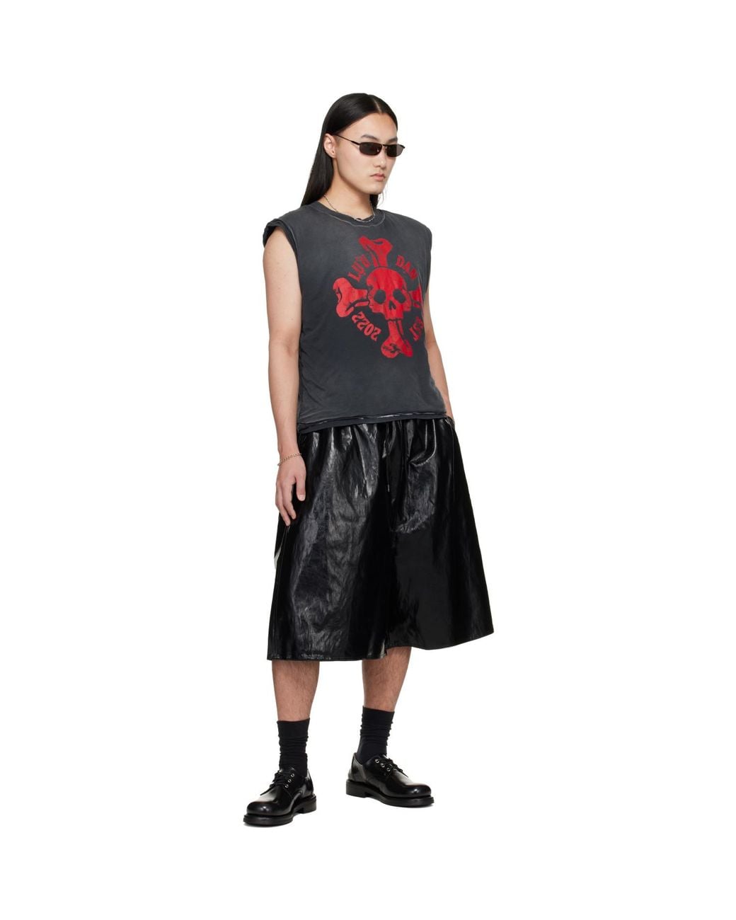 Lu'u Dan Black Wadded Sleeveless T-Shirt for men