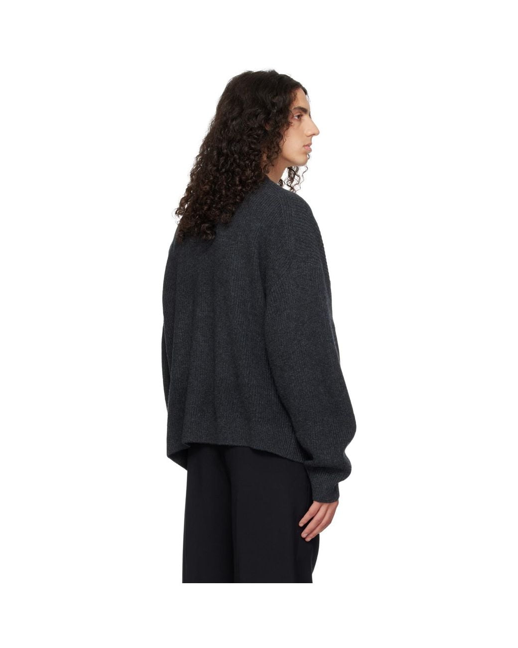 YACAIA Black Y-0013 Oversized Ribbed Sweater for men