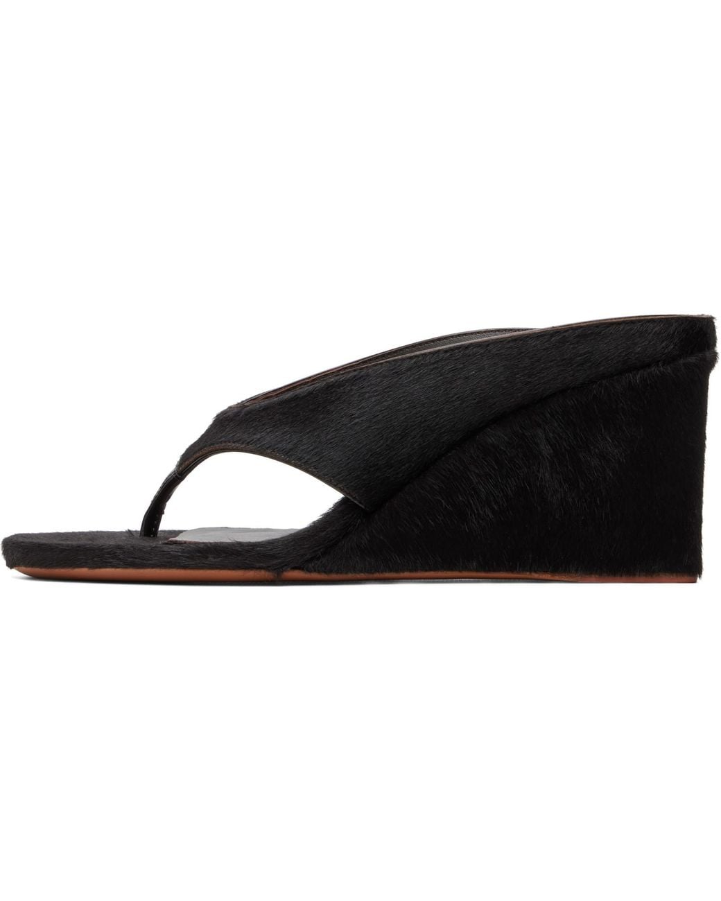 Alaïa Black Wedge Thong Mule Heeled Sandals