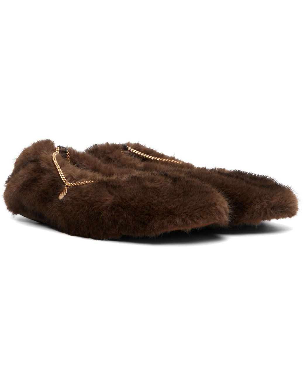 Stella McCartney Brown Mink Ankle Chain Ballerina Flats