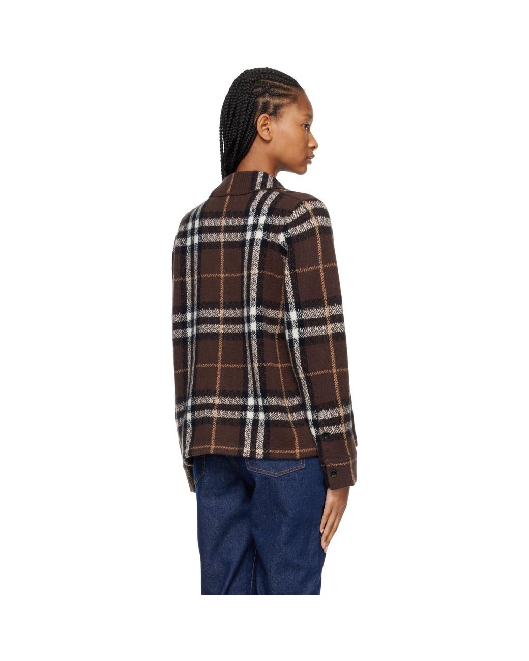 Burberry Black Cashmere Check Cardigan